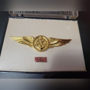 US Navy Naval Air Crew Wings Military Pin 1/20 Gold Filled 10Kt.